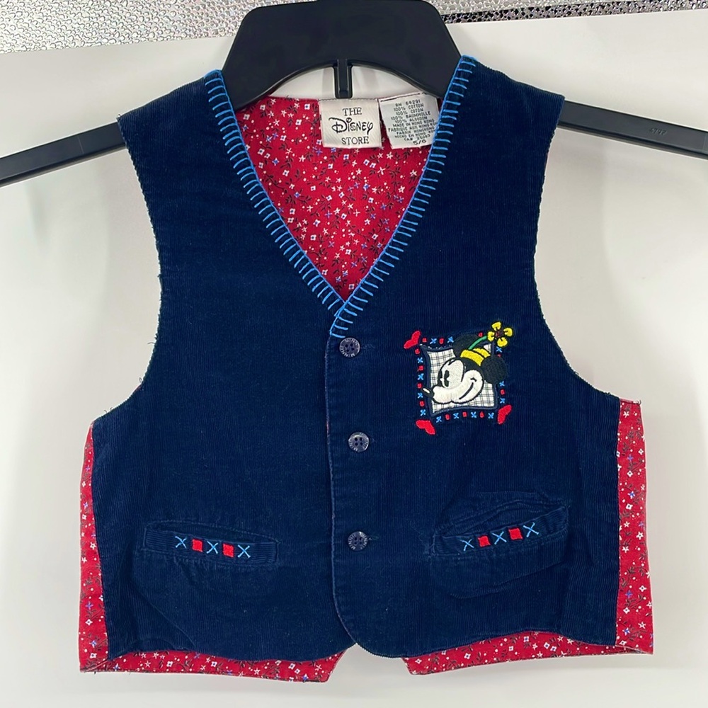 Vintage Disney Store Minnie Mouse embroidered Corduroy Vest Size 5 6
